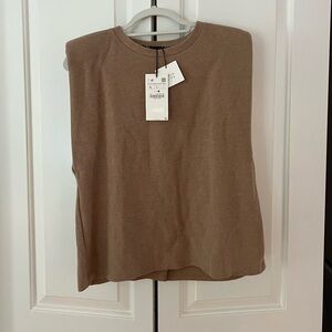 ZARA brown/tan sweater tank with structured shoulders - NWT!